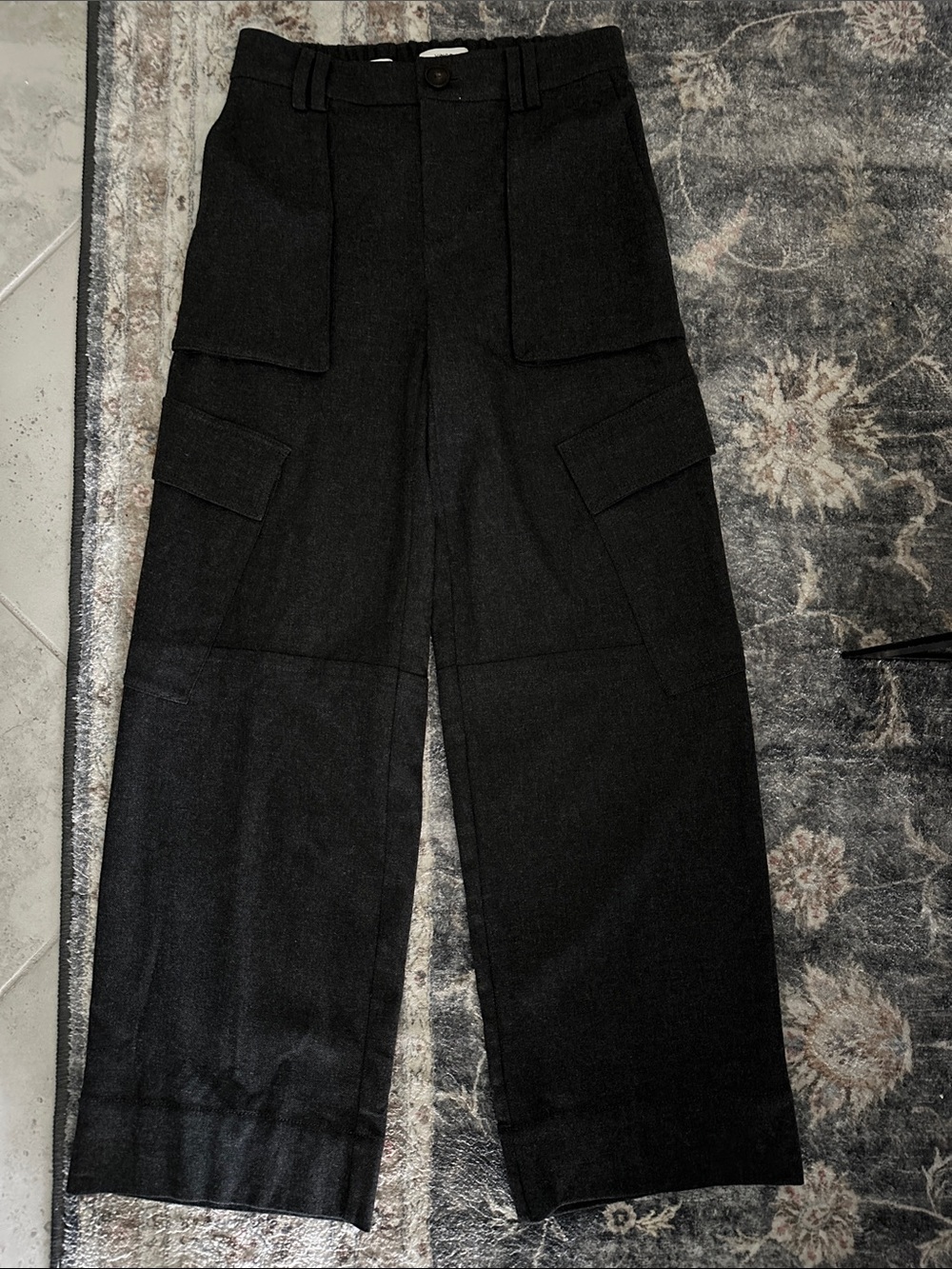 Vince Mid Rise Wool Blend Fluid Cargo Trousers
